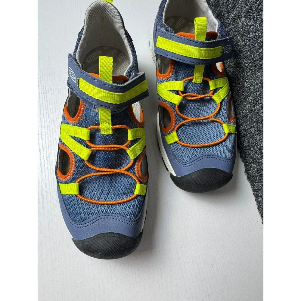 KEEN Moxie Sport Sandal Blue Yellow Orange Mesh Sneakers Big Kids Sz 5 NWOB